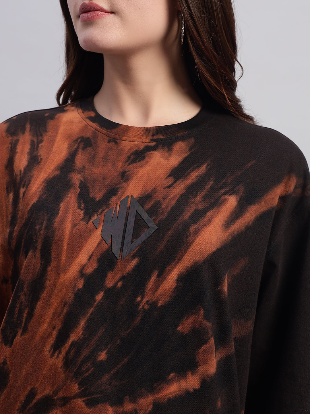 WOMEN'S HUSTLER OVER-SIZED TIE-DYE T-SHIRT (BLACK)