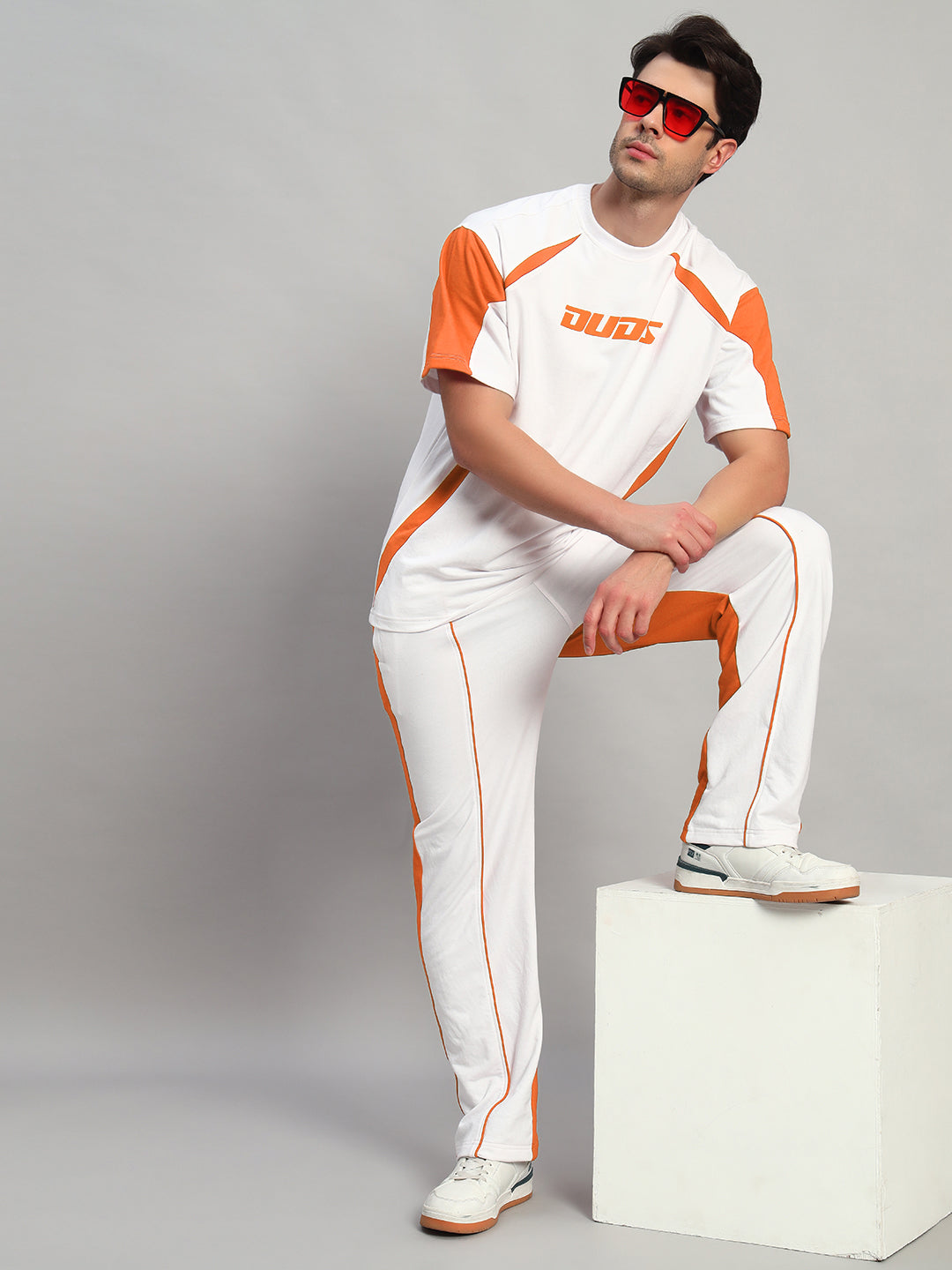 LAGOON RELAXED FIT JOGGERS (WHITE ORANGE)