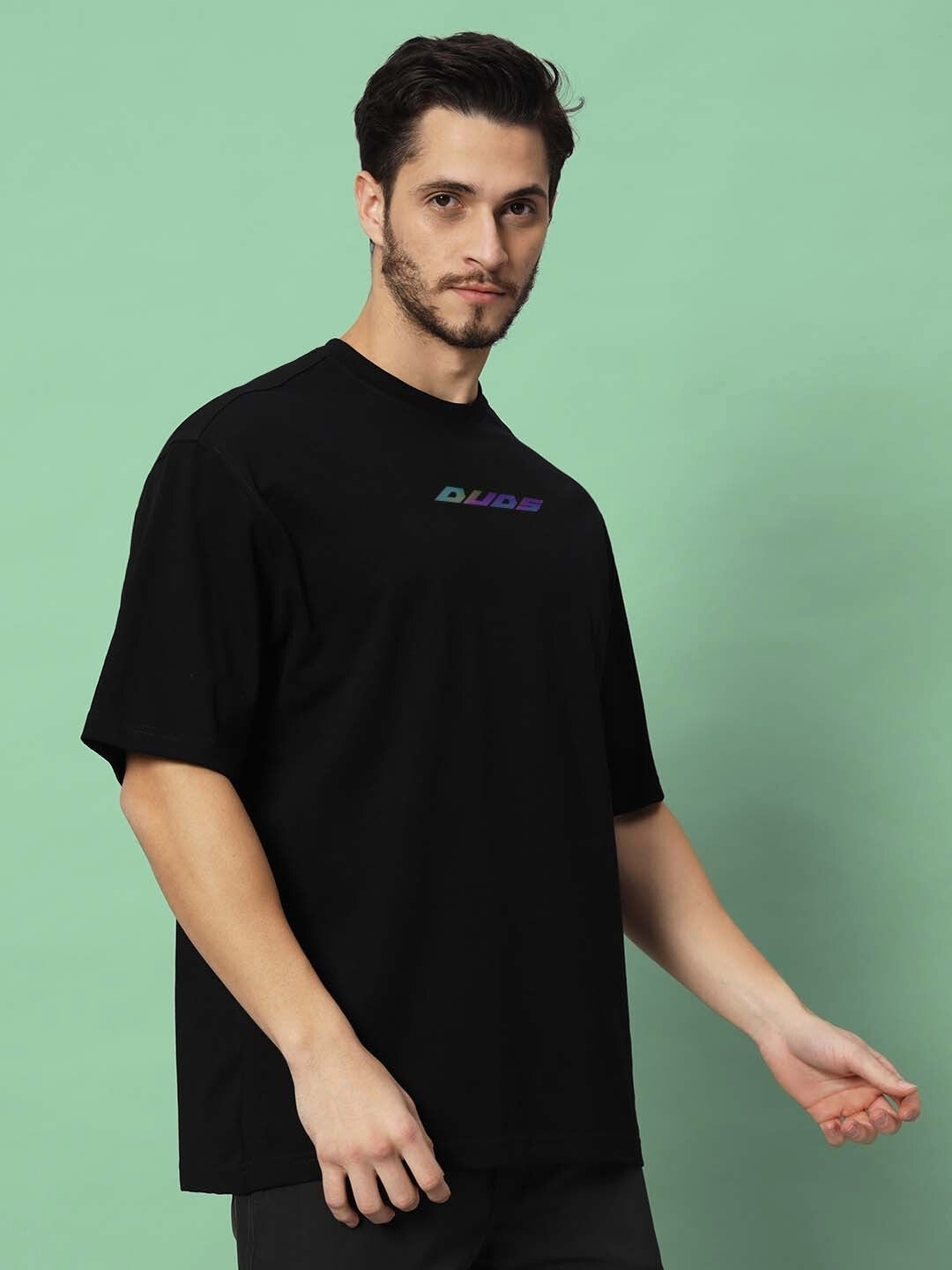 Intertwined Snake Reflector Over-Sized T-Shirt (Black)