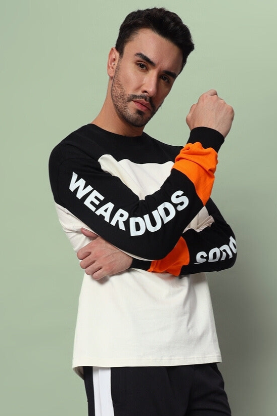 Duds Geometric Oversized Sweatshirt (Black-Off White)