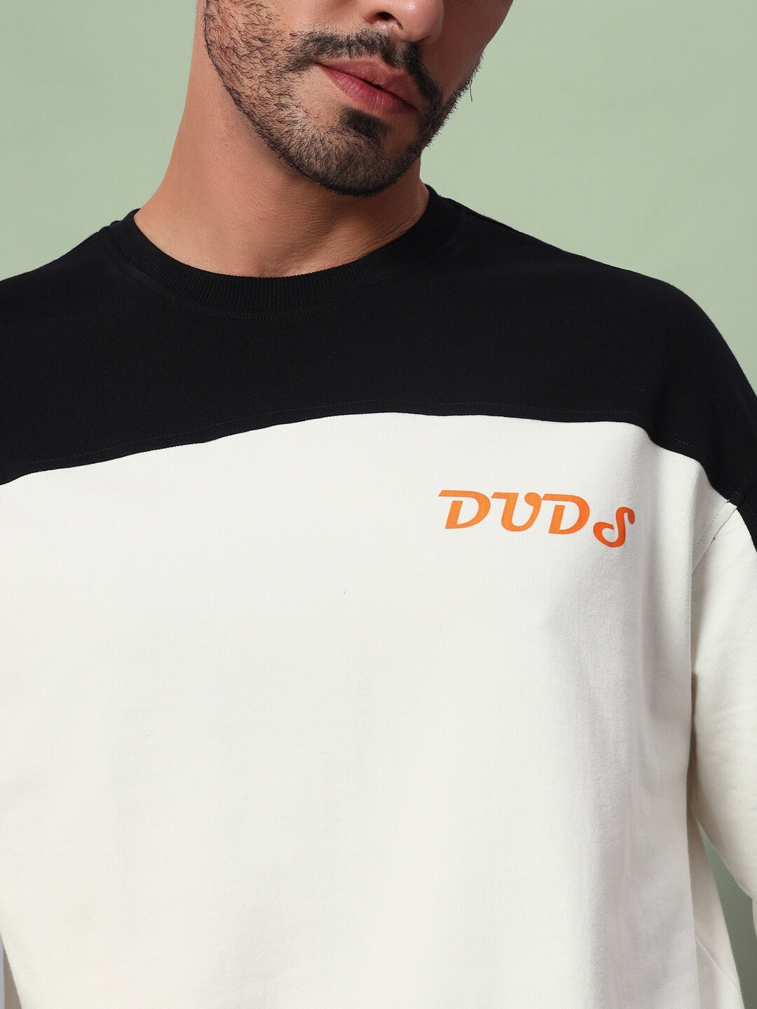 DUDS GEOMETRIC OVERSIZED SWEATSHIRT (BLACK-OFF WHITE)