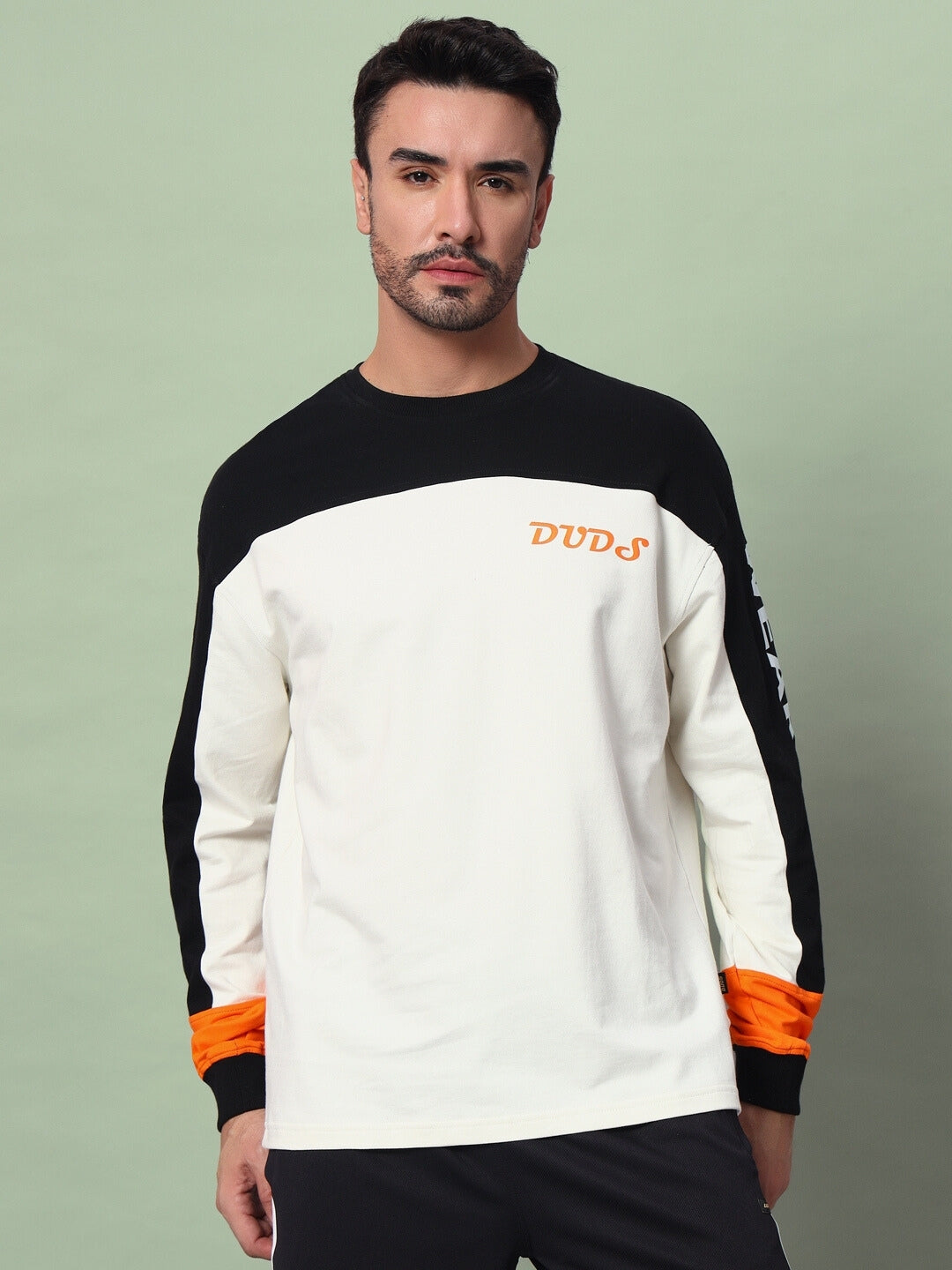 DUDS GEOMETRIC OVERSIZED SWEATSHIRT (BLACK-OFF WHITE)
