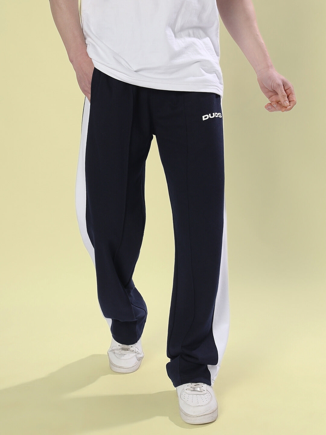 SIDE SEAM PLATED JOGGERS (NAVY BLUE)