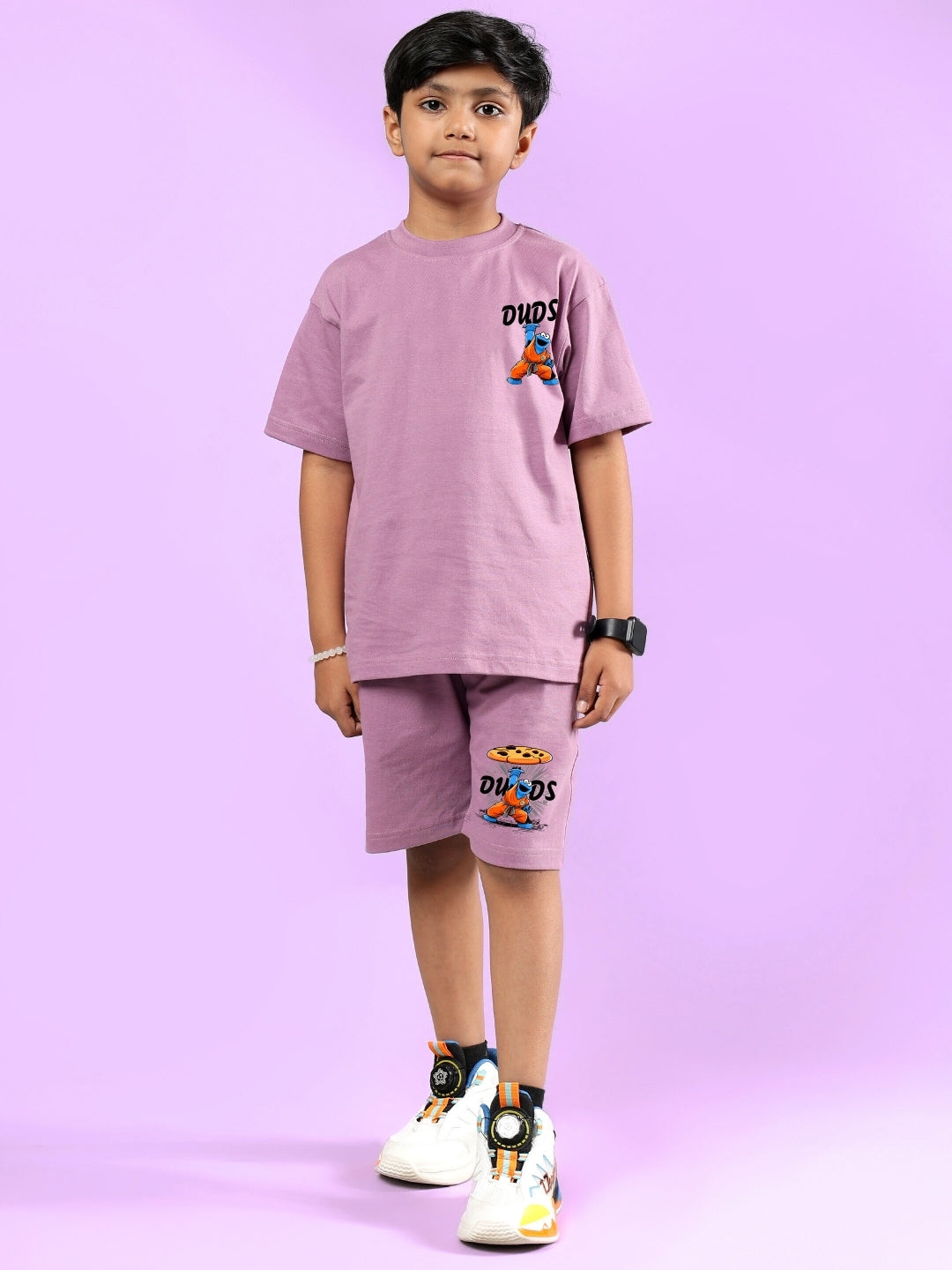 COOKIE MONSTER PRINTED SHORTS FOR BOYS & GIRLS (PLUM PURPLE)