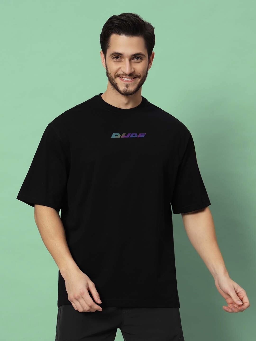 Intertwined Snake Reflector Over-Sized T-Shirt (Black)