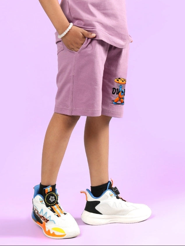 COOKIE MONSTER PRINTED SHORTS FOR BOYS & GIRLS (PLUM PURPLE)