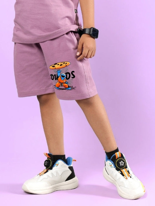 COOKIE MONSTER PRINTED SHORTS FOR BOYS & GIRLS (PLUM PURPLE)
