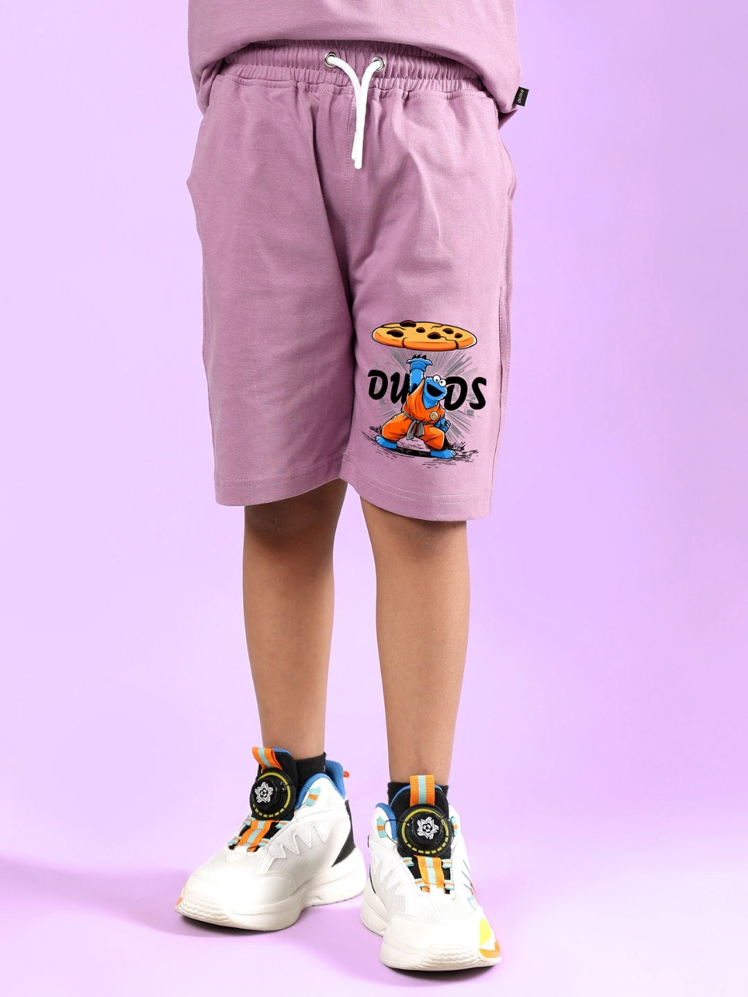 COOKIE MONSTER PRINTED SHORTS FOR BOYS & GIRLS (PLUM PURPLE)