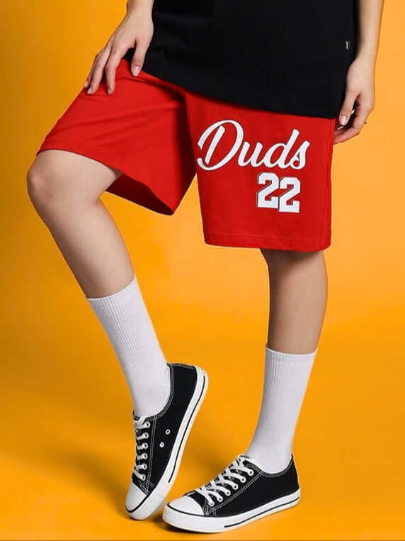 Women's Columbia 22 Regular Fit Red Shorts by Duds, featuring custom fit options.