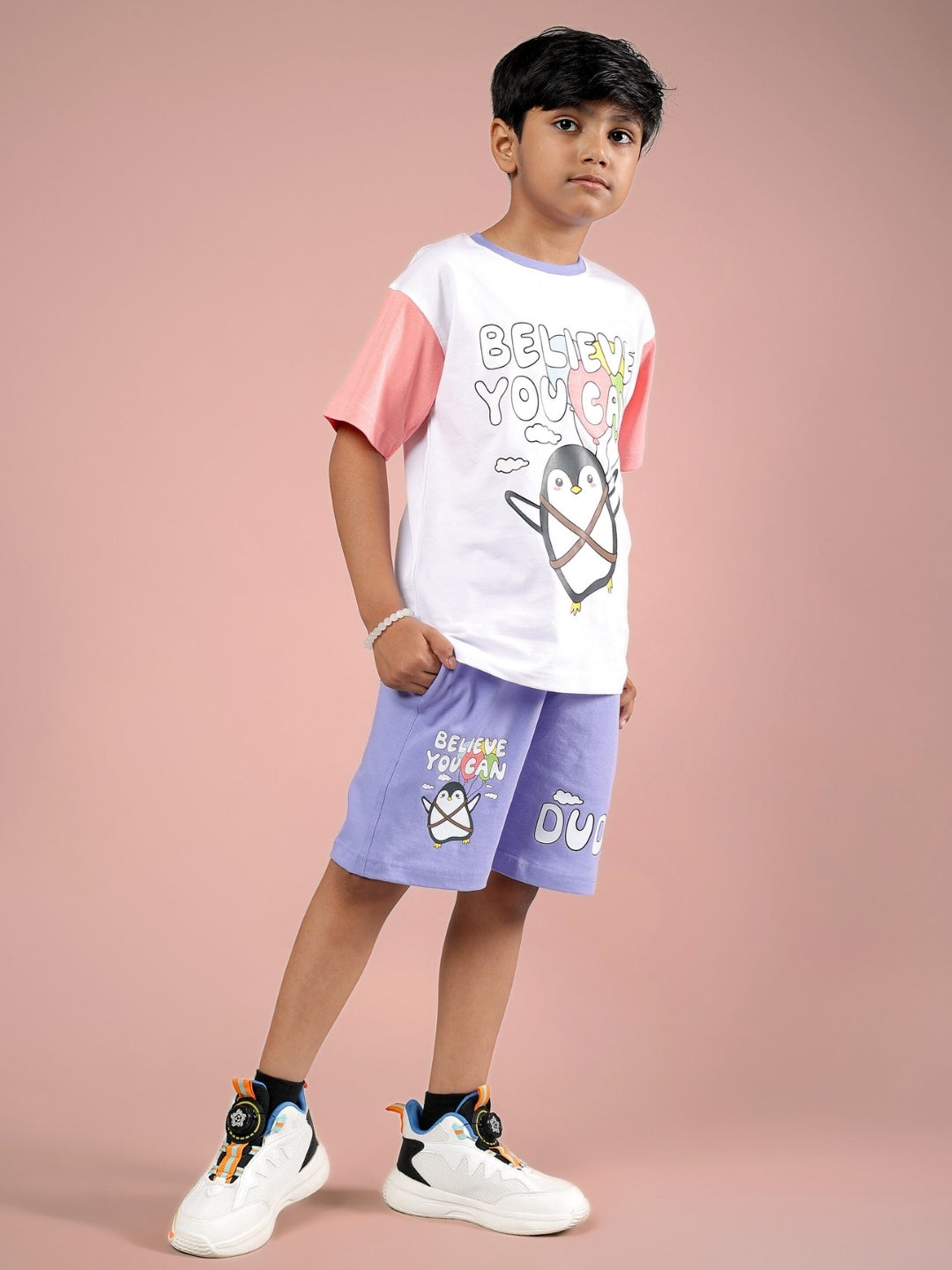 BELIEVE CO-ORD FOR BOYS & GIRLS (WHITE LAVENDER)