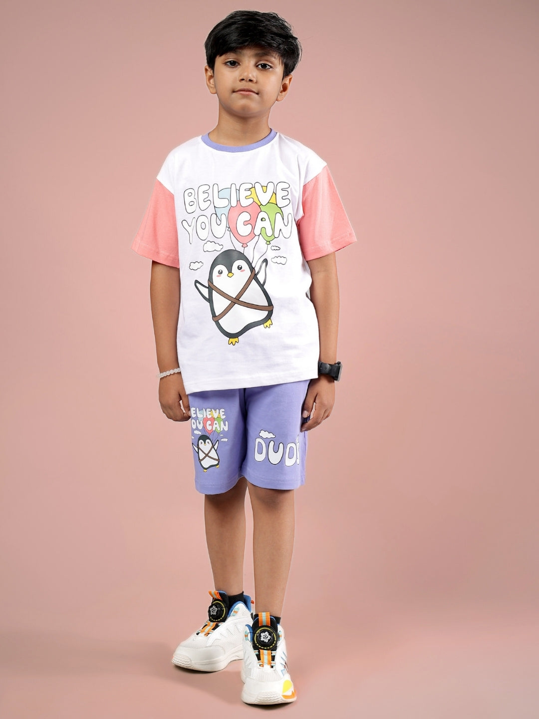 BELIEVE CO-ORD FOR BOYS & GIRLS (WHITE LAVENDER)