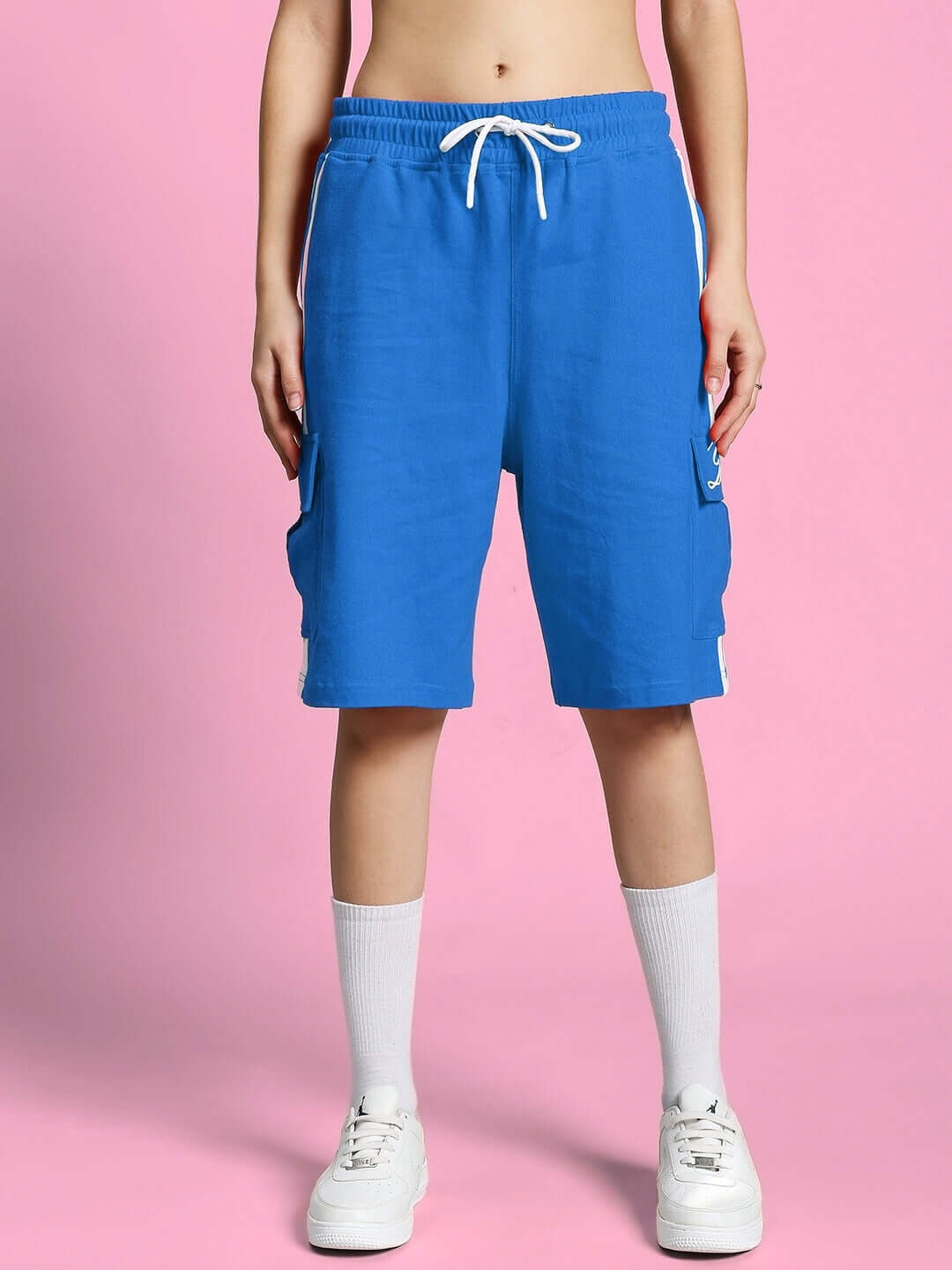 Women's Scotia Regular Fit Shorts in Royal Blue featuring drawstring waist, perfect for casual style and comfort.