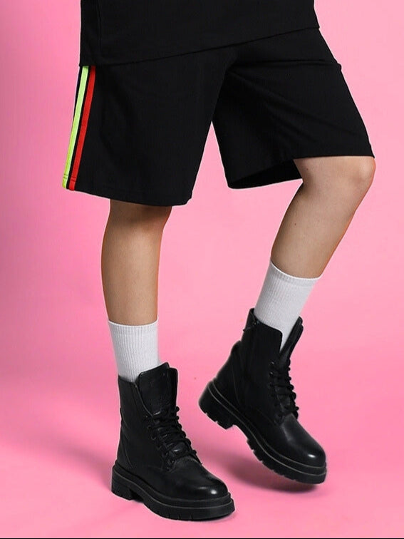 WOMEN'S RAINBOW REGULAR FIT SHORTS (BLACK)