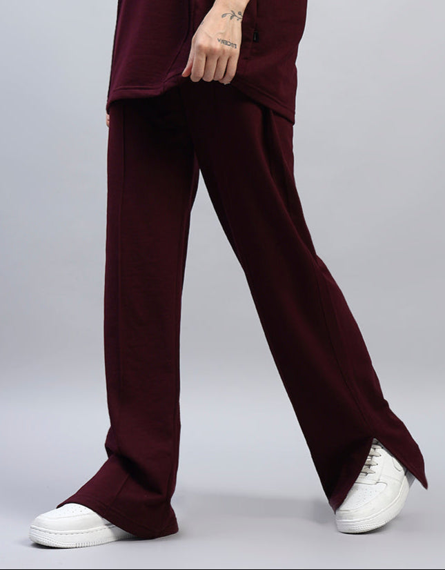 WOMEN'S ZION SIDE SLIT JOGGERS (MAROON)