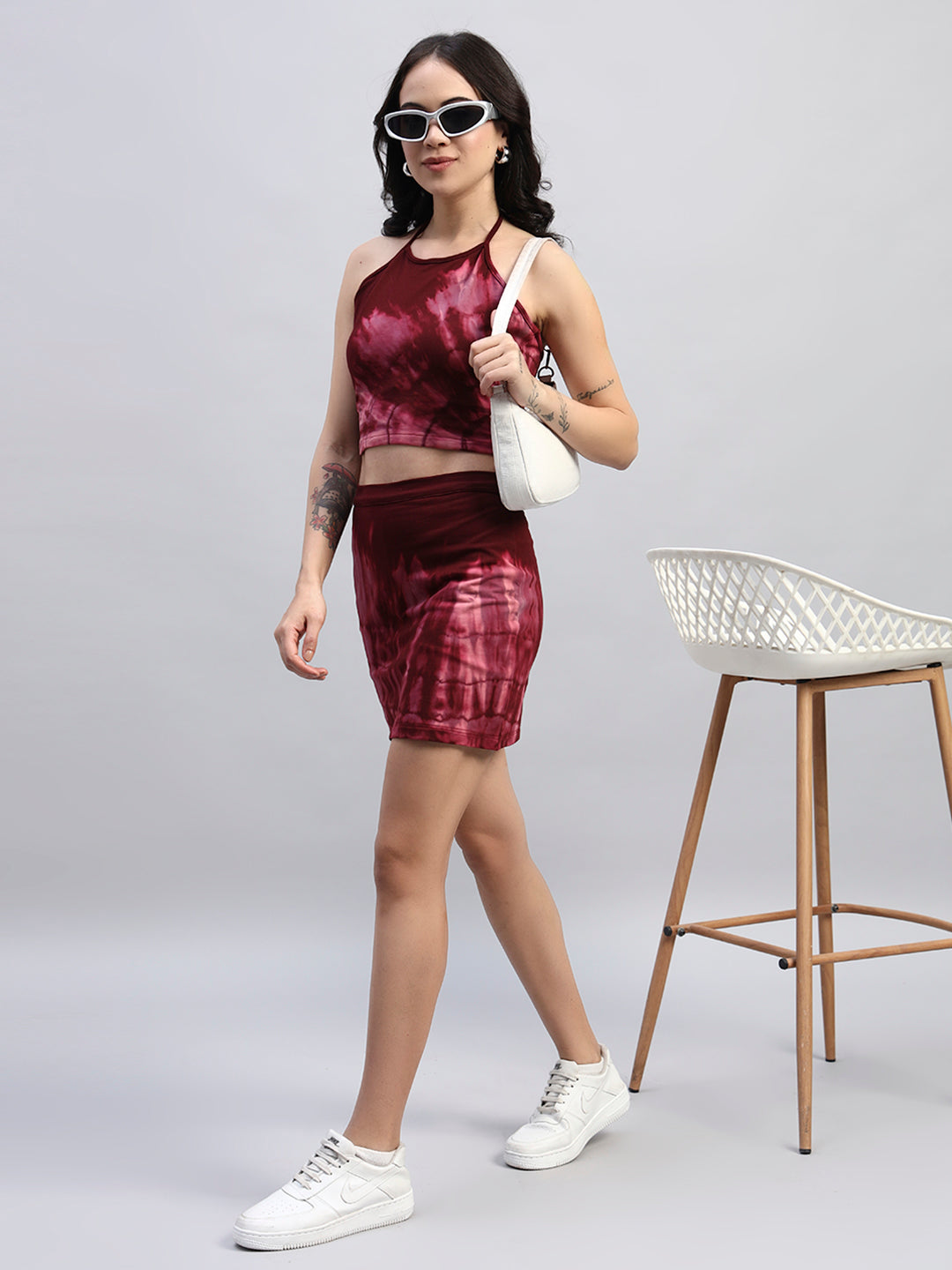 WOMEN'S LAYRA TIE-DYE CO-ORD SET (MAROON)