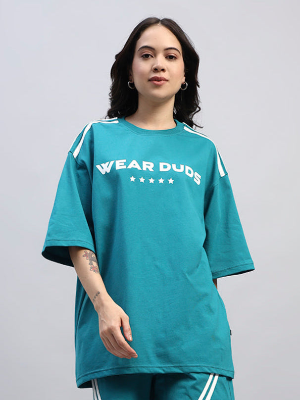 WOMEN'S STAR JUMPER OVER-SIZED T-SHIRT (TEAL)