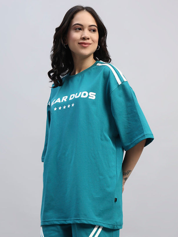 WOMEN'S STAR JUMPER OVER-SIZED T-SHIRT (TEAL)