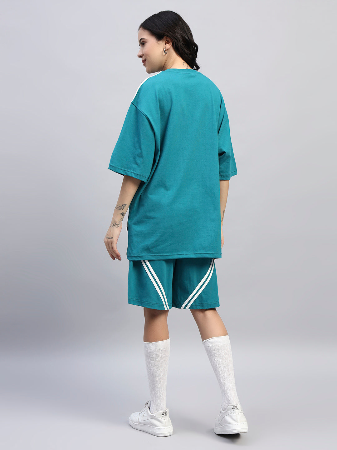 WOMEN'S STAR JUMPER SUMMER CO-ORD SET (TEAL)