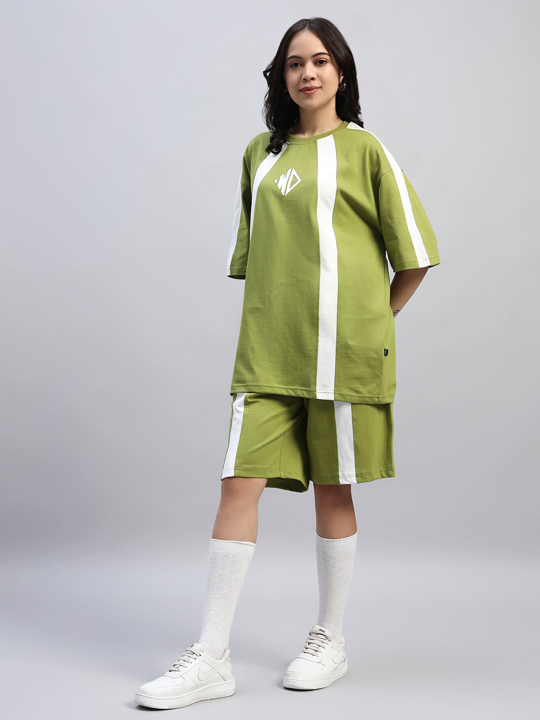 WOMEN'S WIDELINE SUMMER CO-ORD SET (OLIVE GREEN)