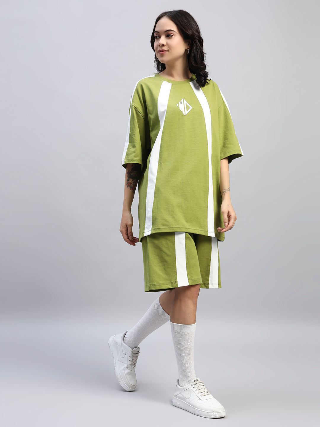 WOMEN'S WIDELINE SUMMER CO-ORD SET (OLIVE GREEN)