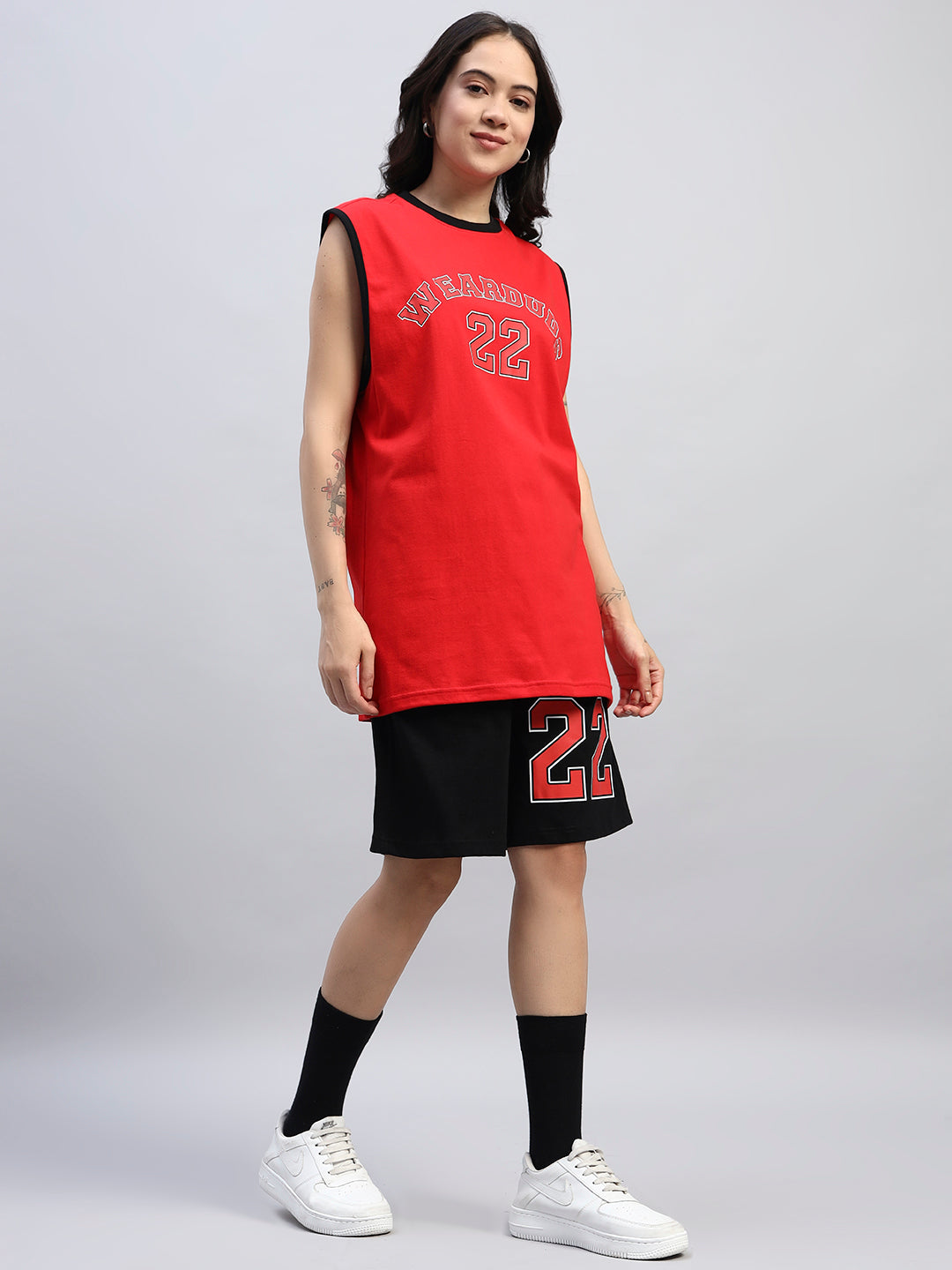 WOMEN'S AMIGA GYM CO-ORD SET (RED-BLACK)