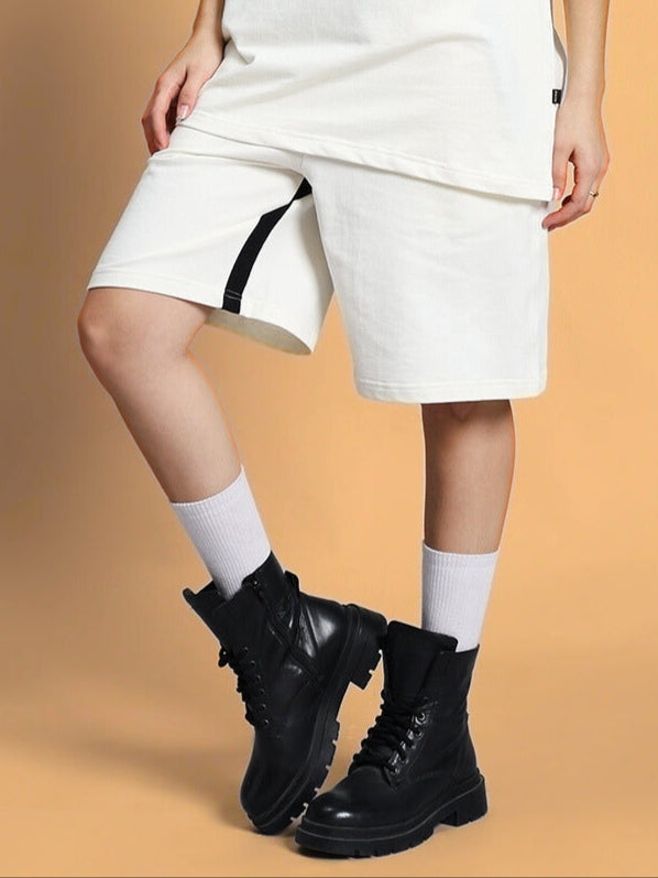 WOMEN'S SPLINTER REGULAR FIT SHORTS (OFF WHITE)