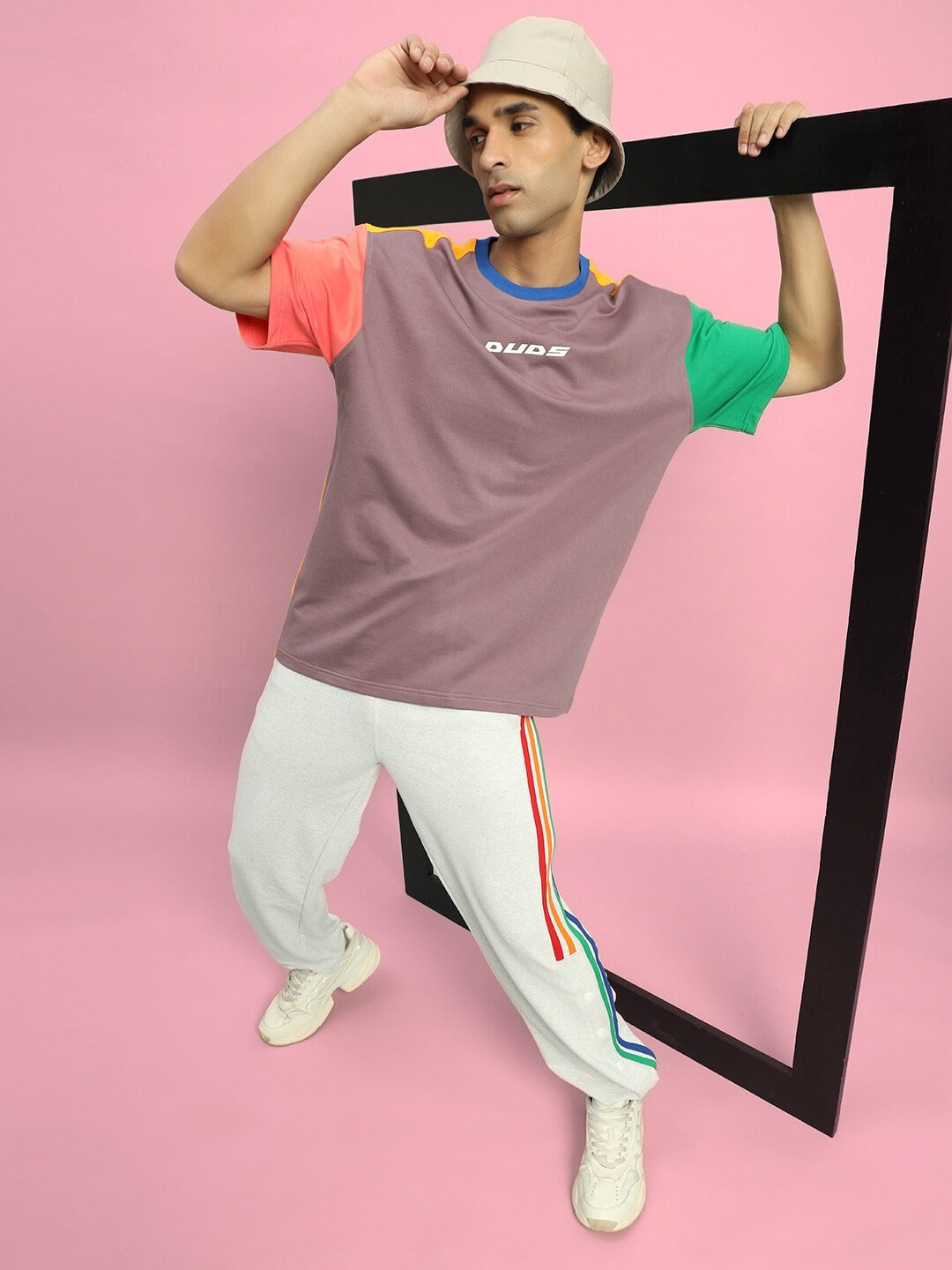 DUDS PRISM COLORFUL STRIPE JOGGERS (MELANGE GREY)