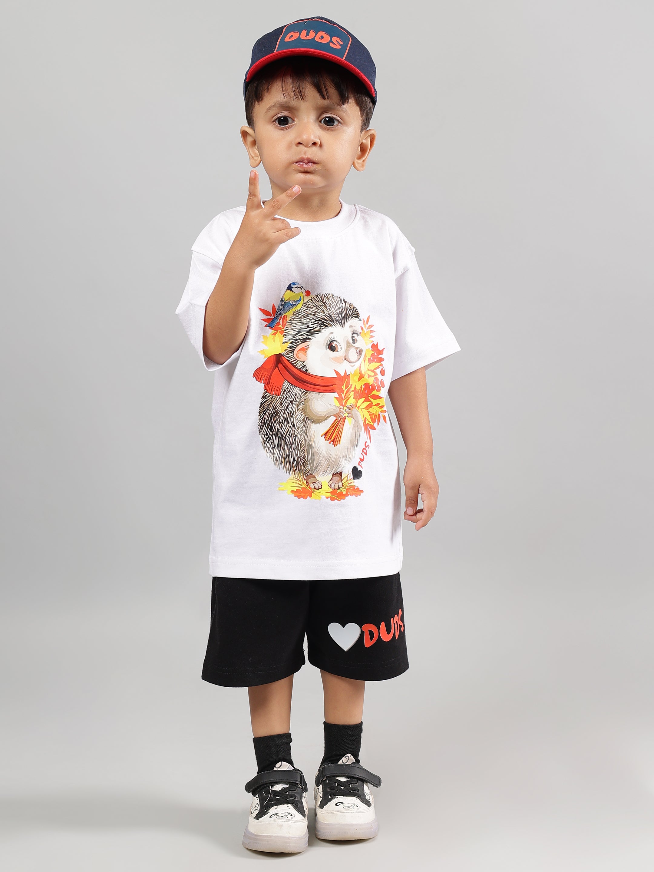 HEDGEHOG T-SHIRT FOR BOYS & GIRLS (WHITE)