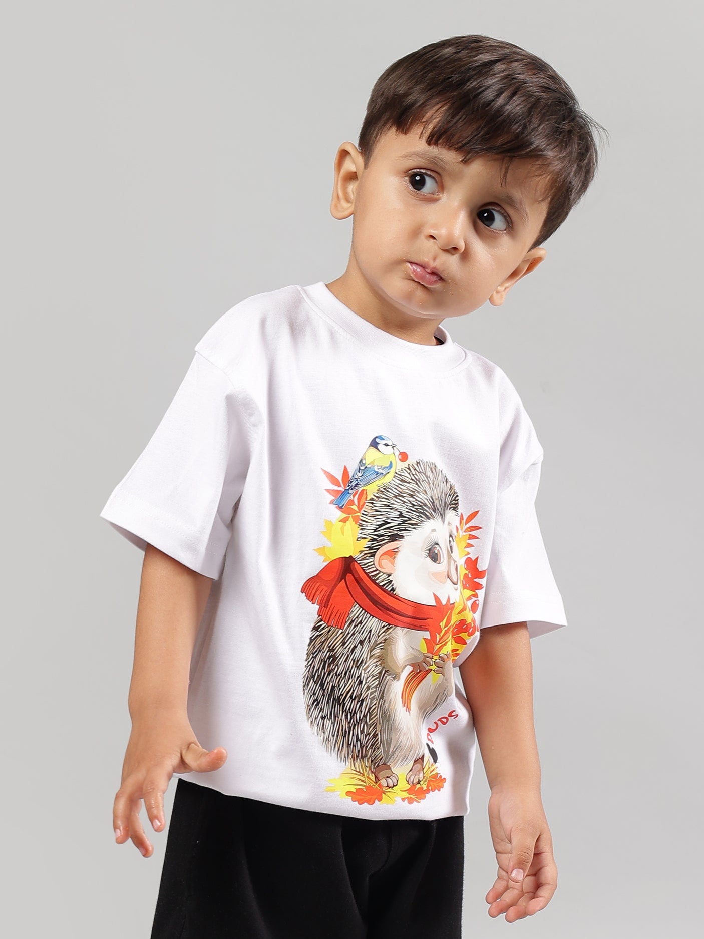 HEDGEHOG T-SHIRT FOR BOYS & GIRLS (WHITE)