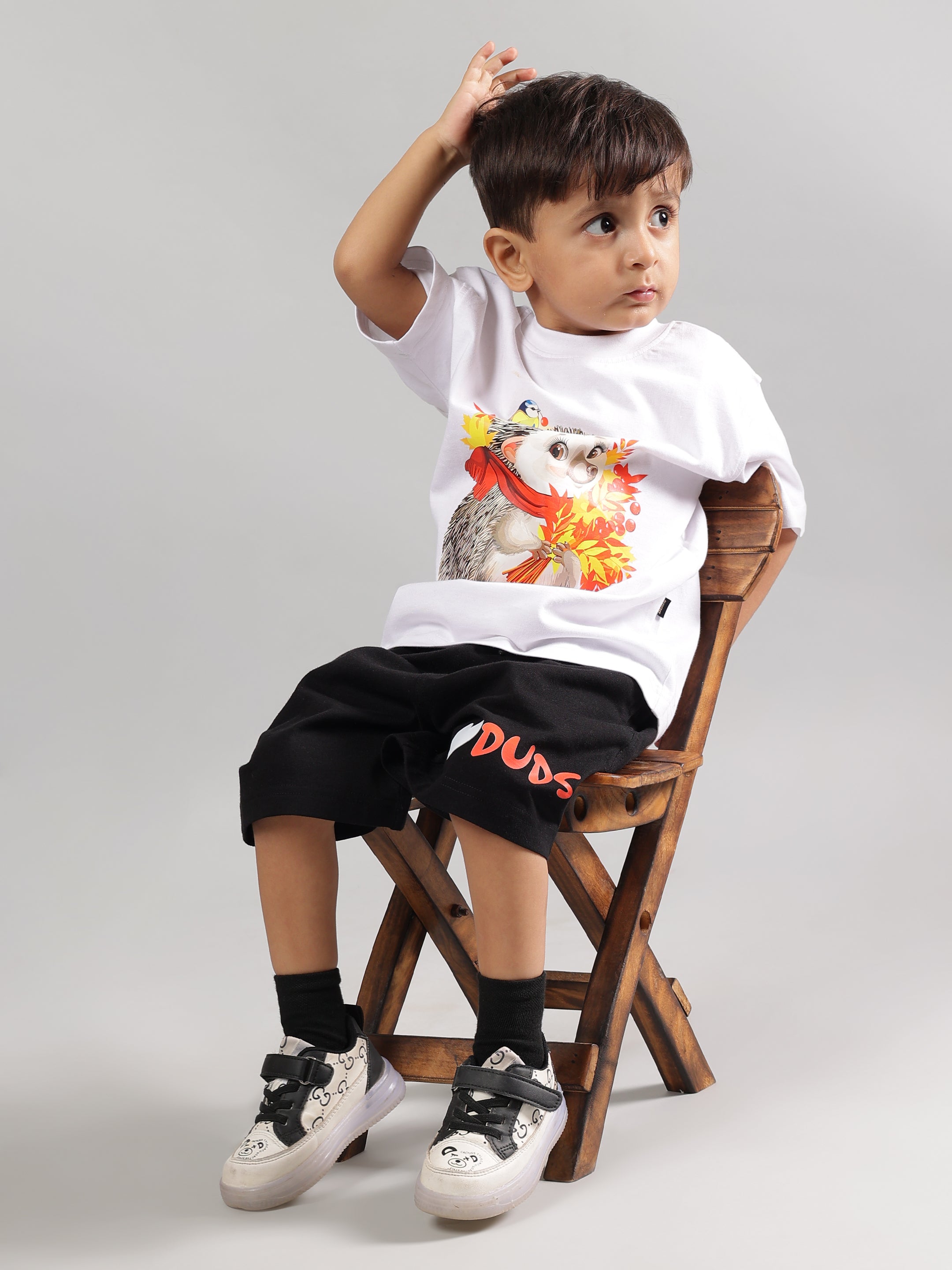 HEDGEHOG T-SHIRT FOR BOYS & GIRLS (WHITE)