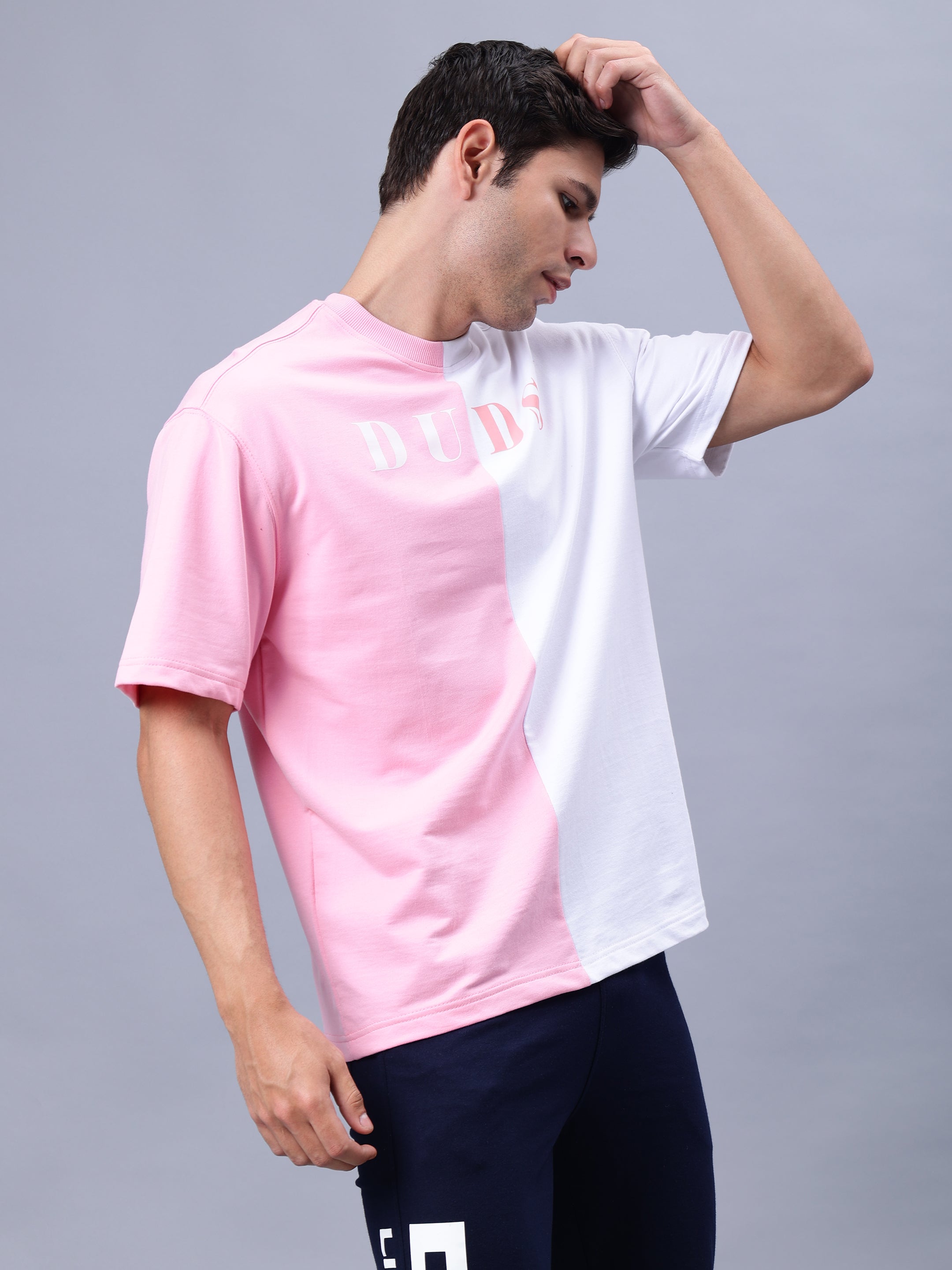 G.O.A.T OVERSIZED T-SHIRT (PINK-WHITE)