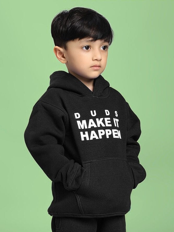 MAKE IT HAPPEN FLEECE HOODIE FOR BOYS AND GIRLS BLACK