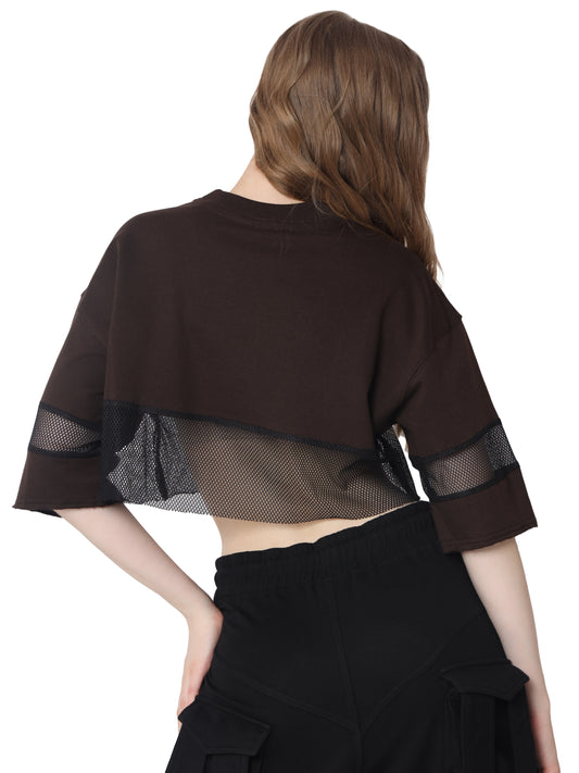 hope oversized cropped t shirts brown