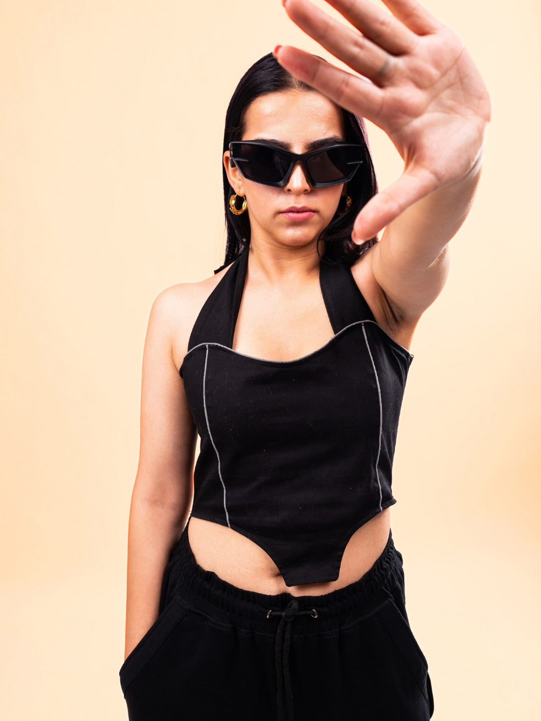 Women's Reflective Crop Top (Black)