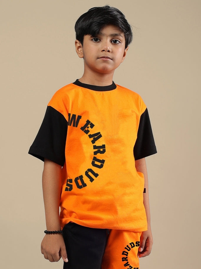 TRACK & FIELD T-SHIRT FOR BOYS & GIRLS (BLACK-ORANGE)