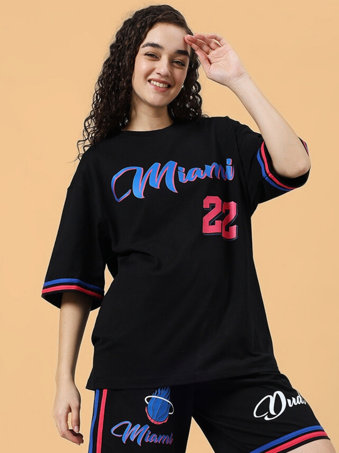 WOMEN'S MIAMI OVER-SIZED T-SHIRT (BLACK)