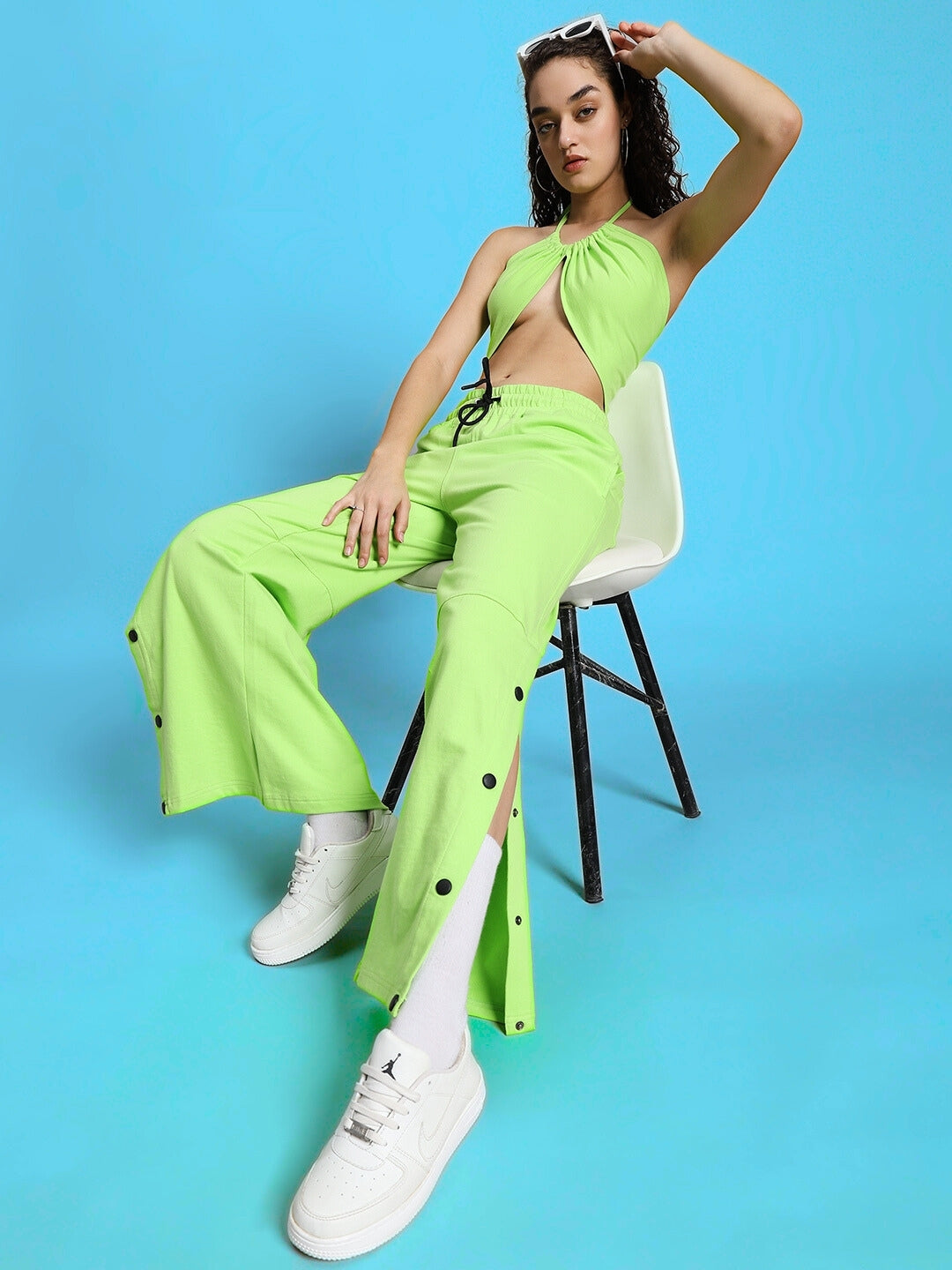 WOMEN'S RACER JOGGERS (NEON GREEN)