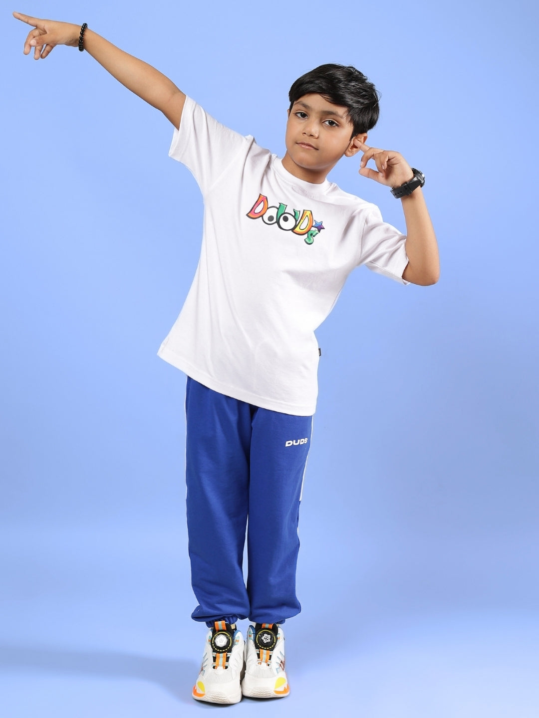 DUDS MONSTER CO-ORD FOR BOYS & GIRLS (WHITE-R BLUE)