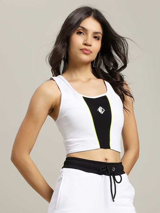WOMEN'S LARISSA CROP-TOP (WHITE BLACK)