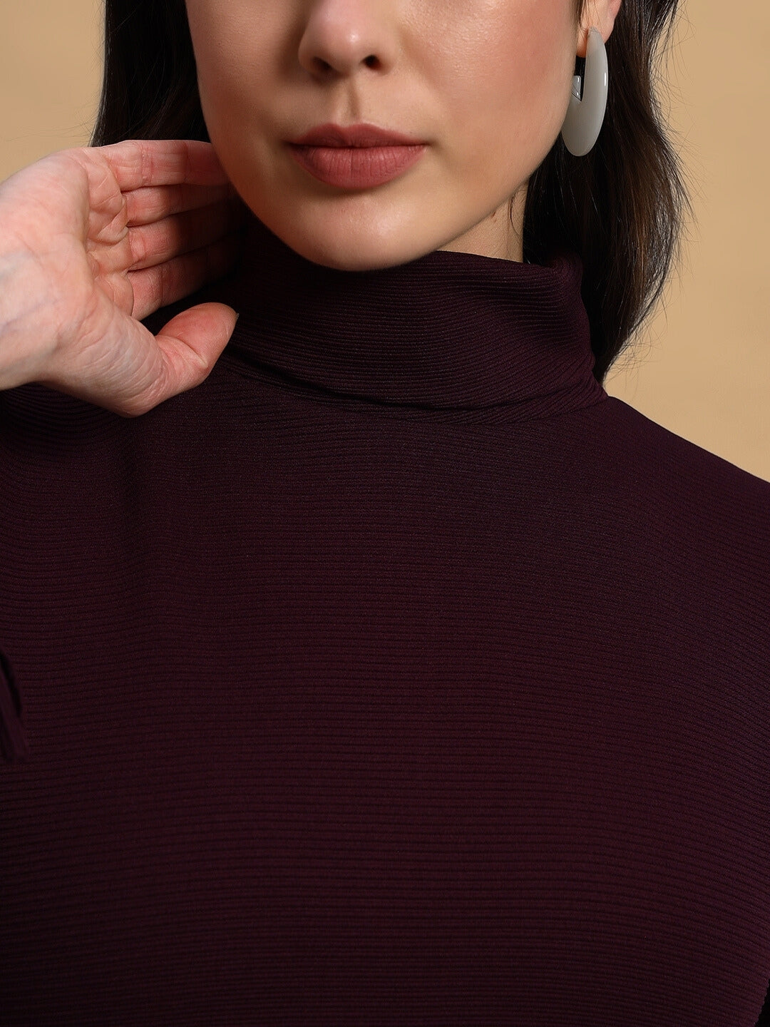 WOMEN'S MUFFINE RIBBED CROP TOP (WINE)