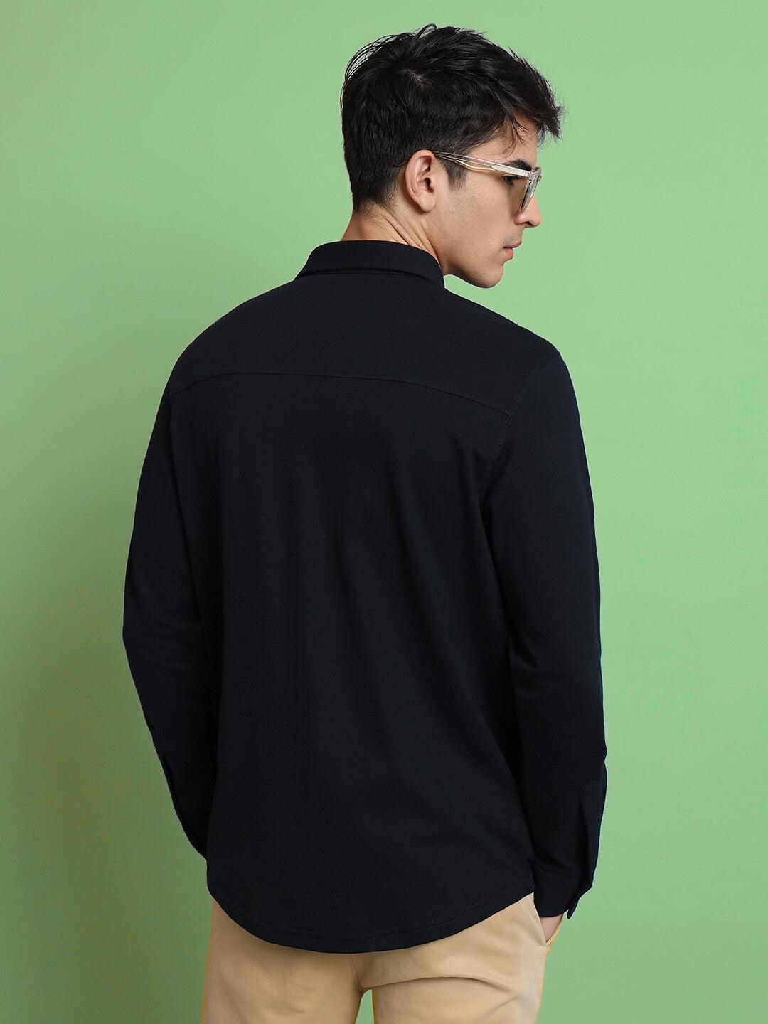 Navy Blue Sporty Pique Shirt