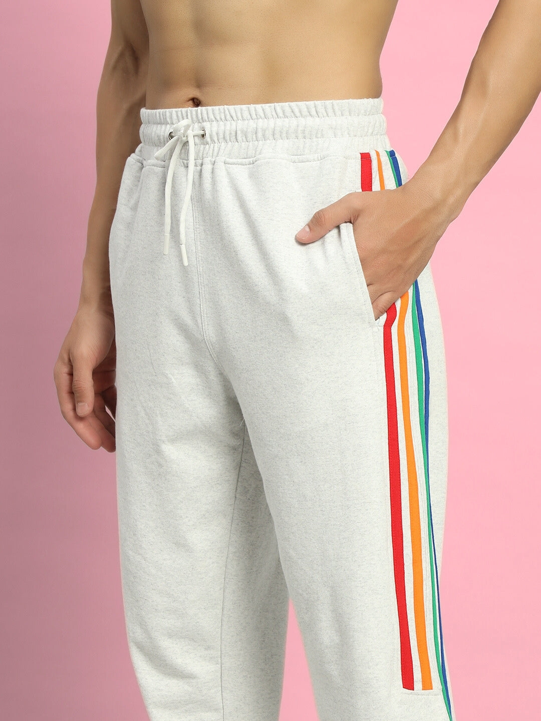 DUDS PRISM COLORFUL STRIPE JOGGERS (MELANGE GREY)
