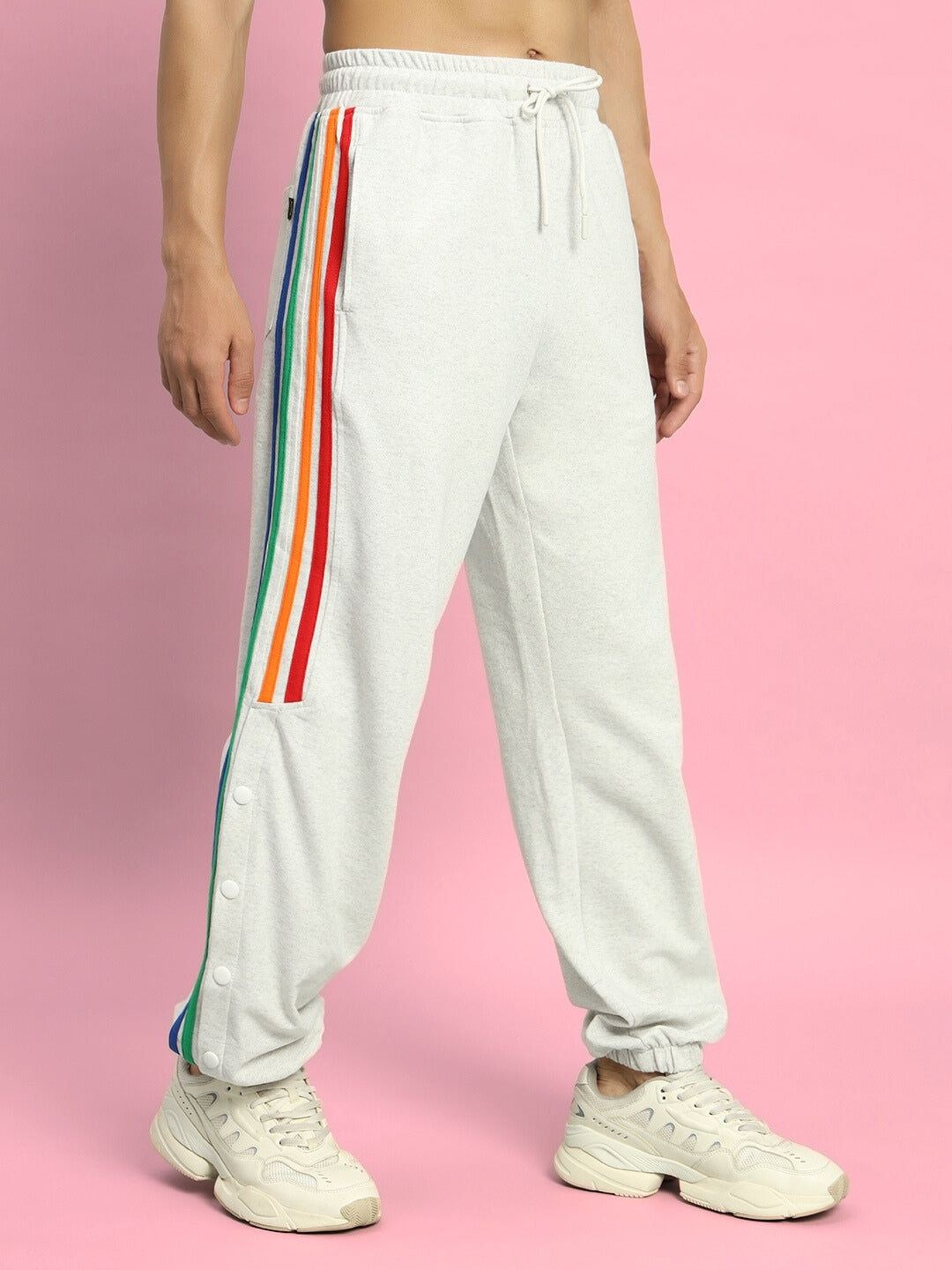 DUDS PRISM COLORFUL STRIPE JOGGERS (MELANGE GREY)
