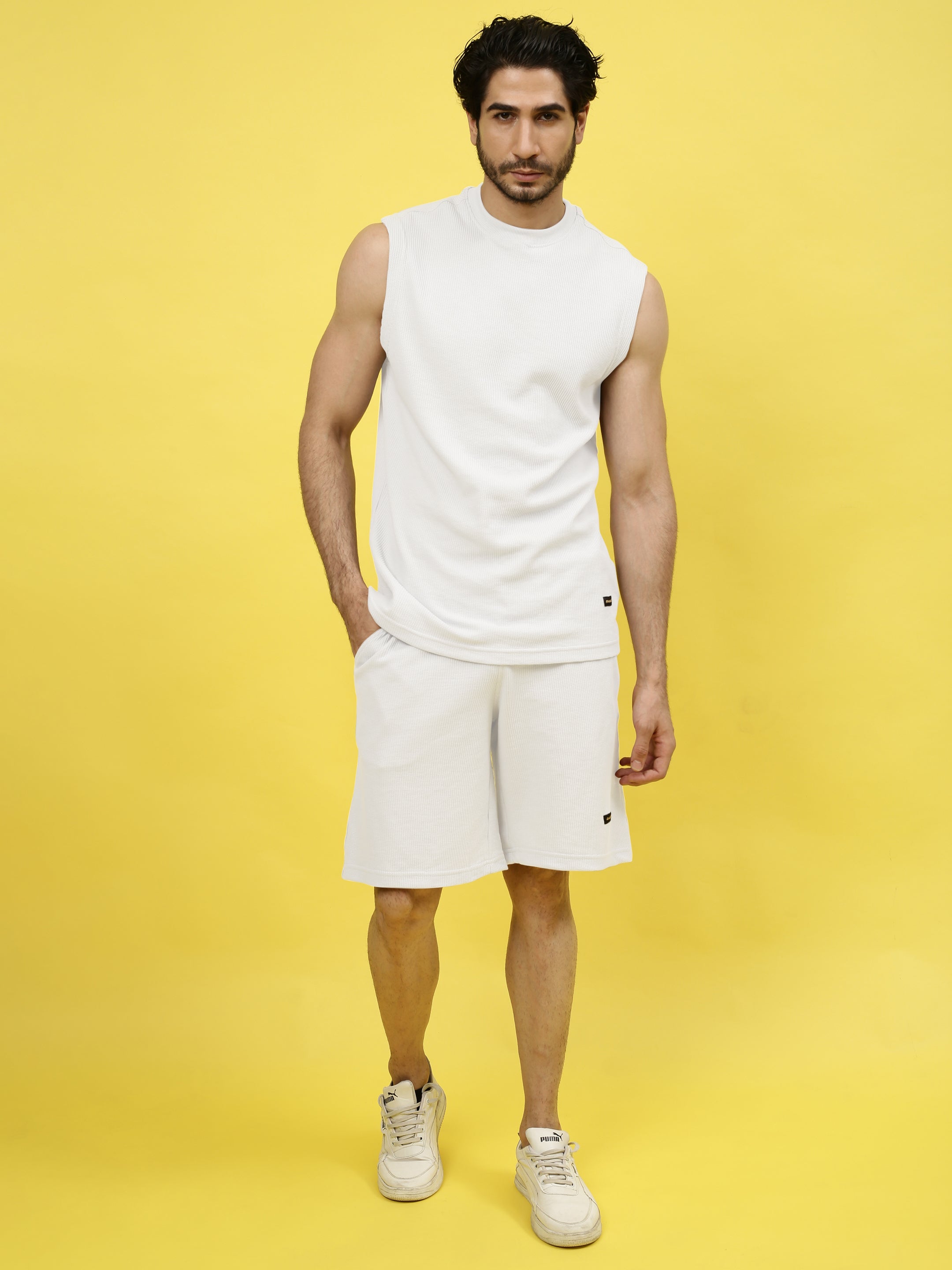 Low-key Solid  Co-Ord Set (Off-White)