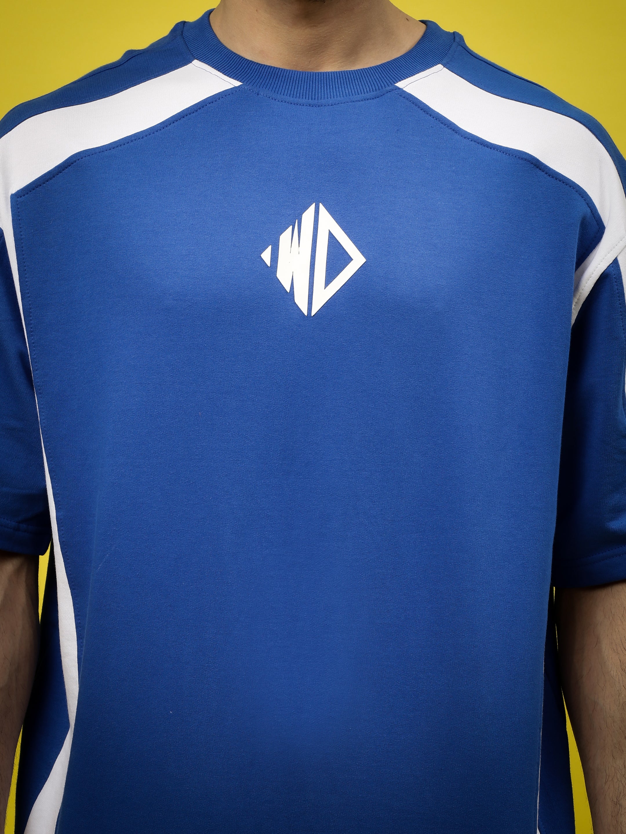 RUGBY OVER-SIZED T-SHIRT (ROYAL BLUE-WHITE)