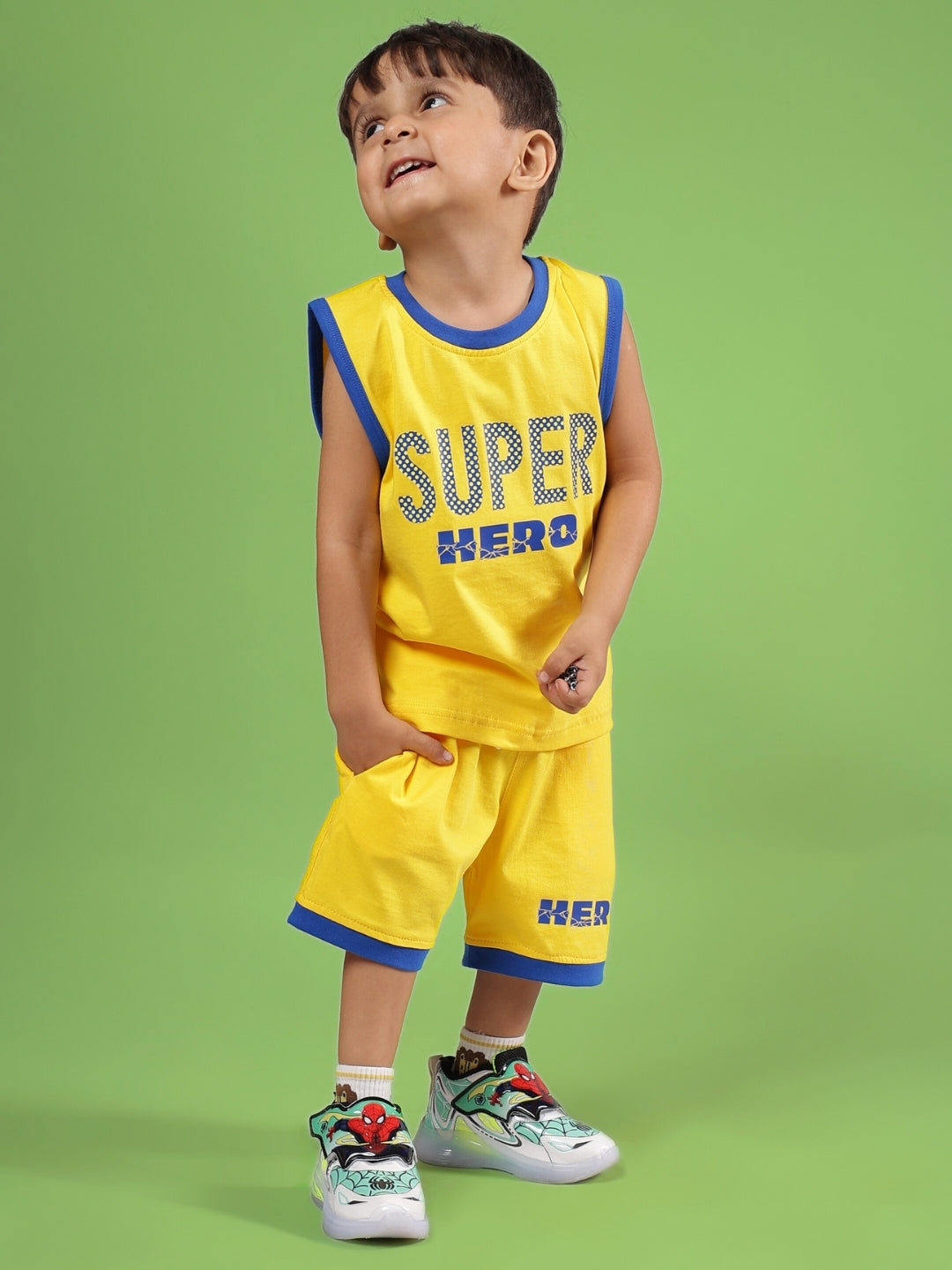 SUPER HERO CO-ORD FOR BOYS & GIRLS (YELLOW)