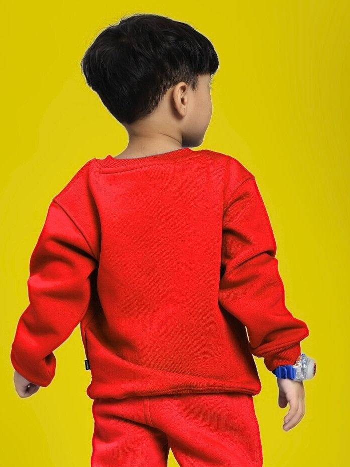 ADVENTURE BUNNY FLEECE SWEATSHIRT FOR BOYS AND GIRLS RED