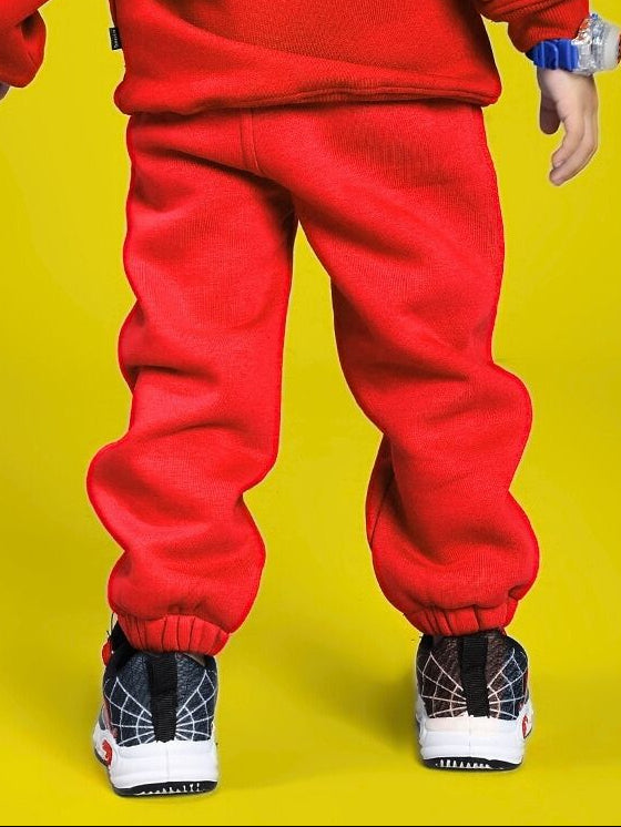 ADVENTURE BUNNY FLEECE JOGGER FOR BOYS AND GIRLS RED
