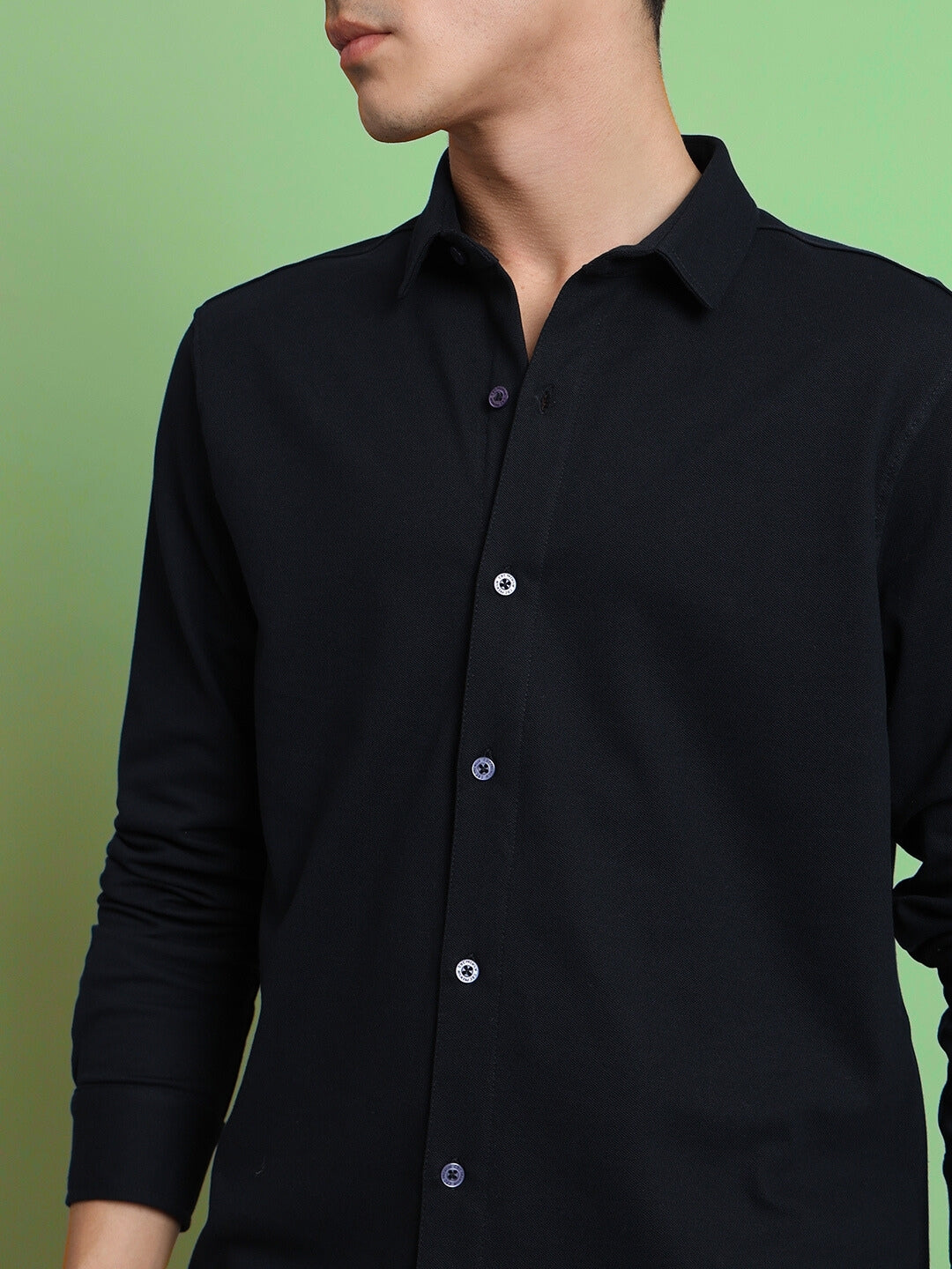 Navy Blue Sporty Pique Shirt