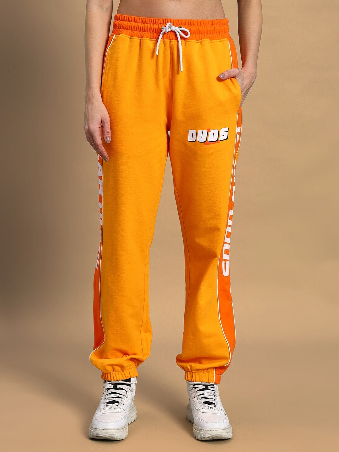 Women's Squeeze Co-Ord Set with Print (Yellow-Orange)